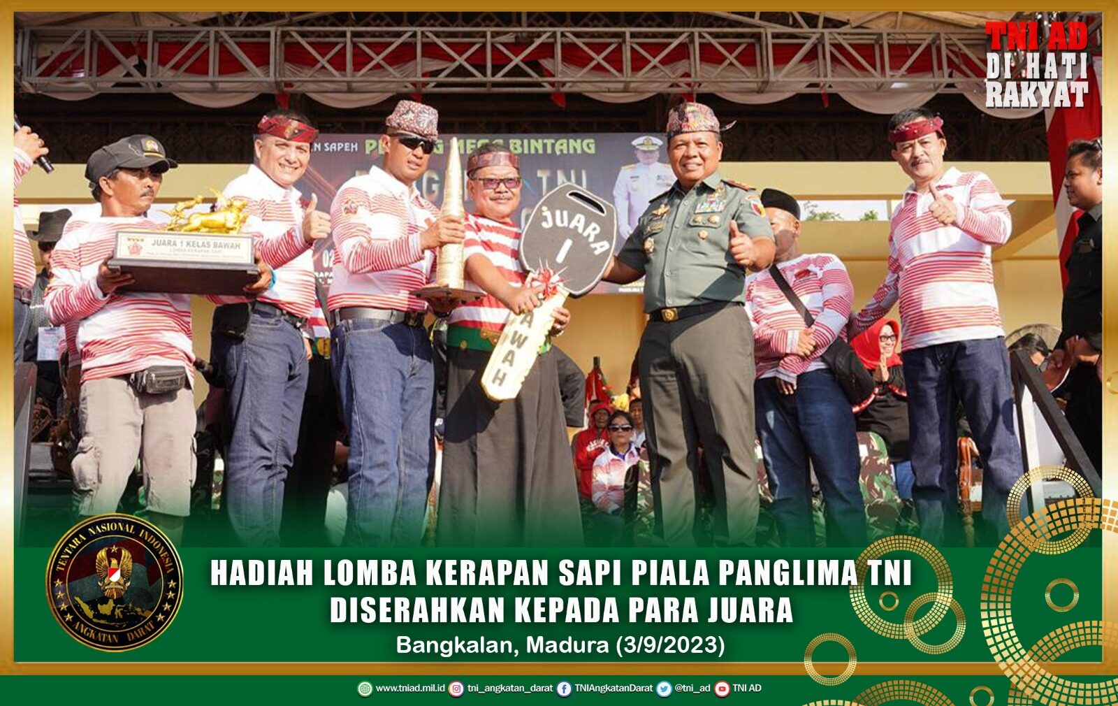 Hadiah Lomba Kerapan Sapi Piala Panglima Tni Diserahkan Kepada Para Juara