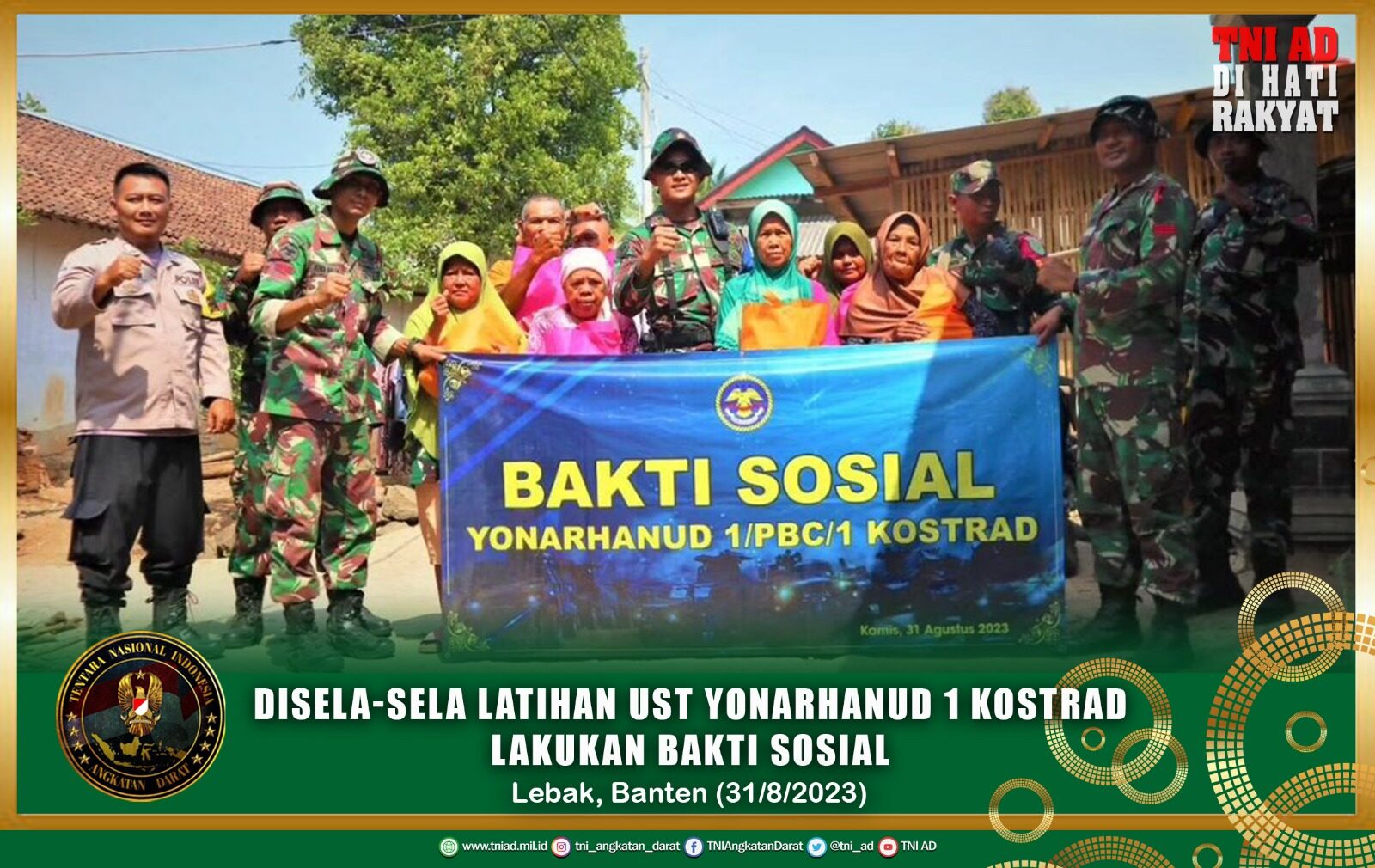Disela-sela Latihan UST Yonarhanud 1 Kostrad Lakukan Bakti Sosial