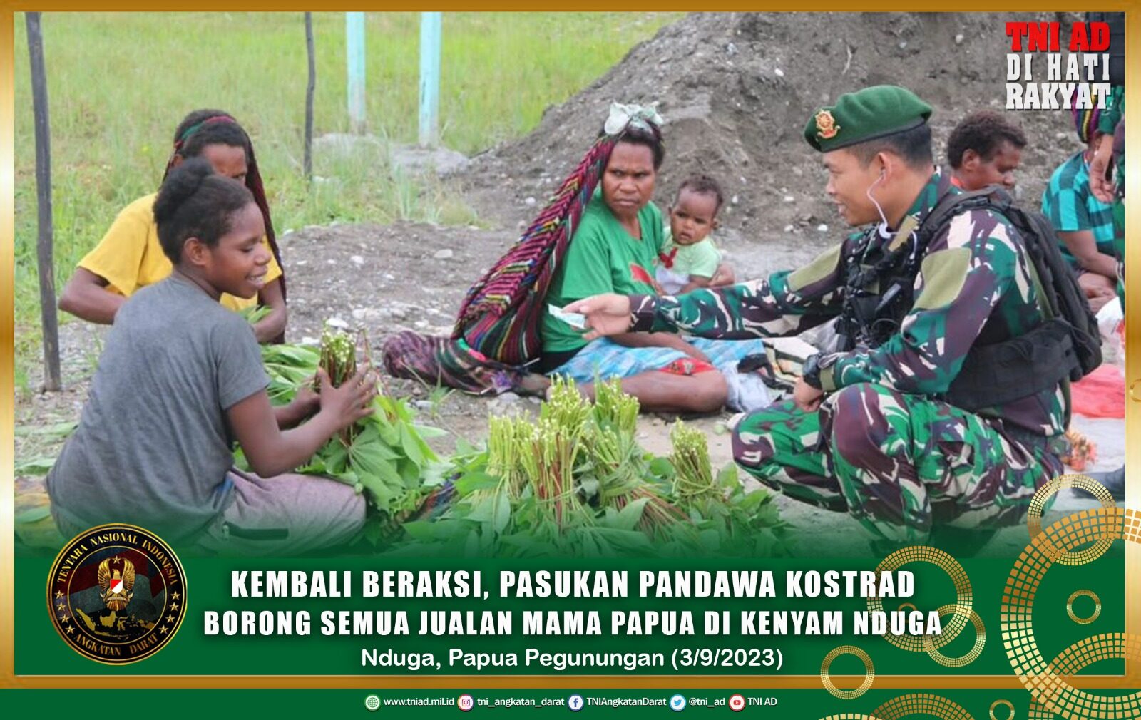 Kembali Beraksi, Pasukan Pandawa Kostrad Borong Semua Jualan Mama Papua di Kenyam Nduga