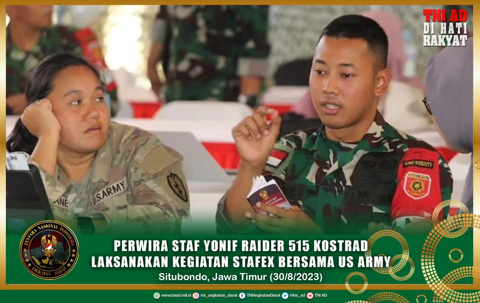 Perwira Staf Yonif Raider 515 Kostrad Laksanakan Kegiatan STAFEX Bersama US Army