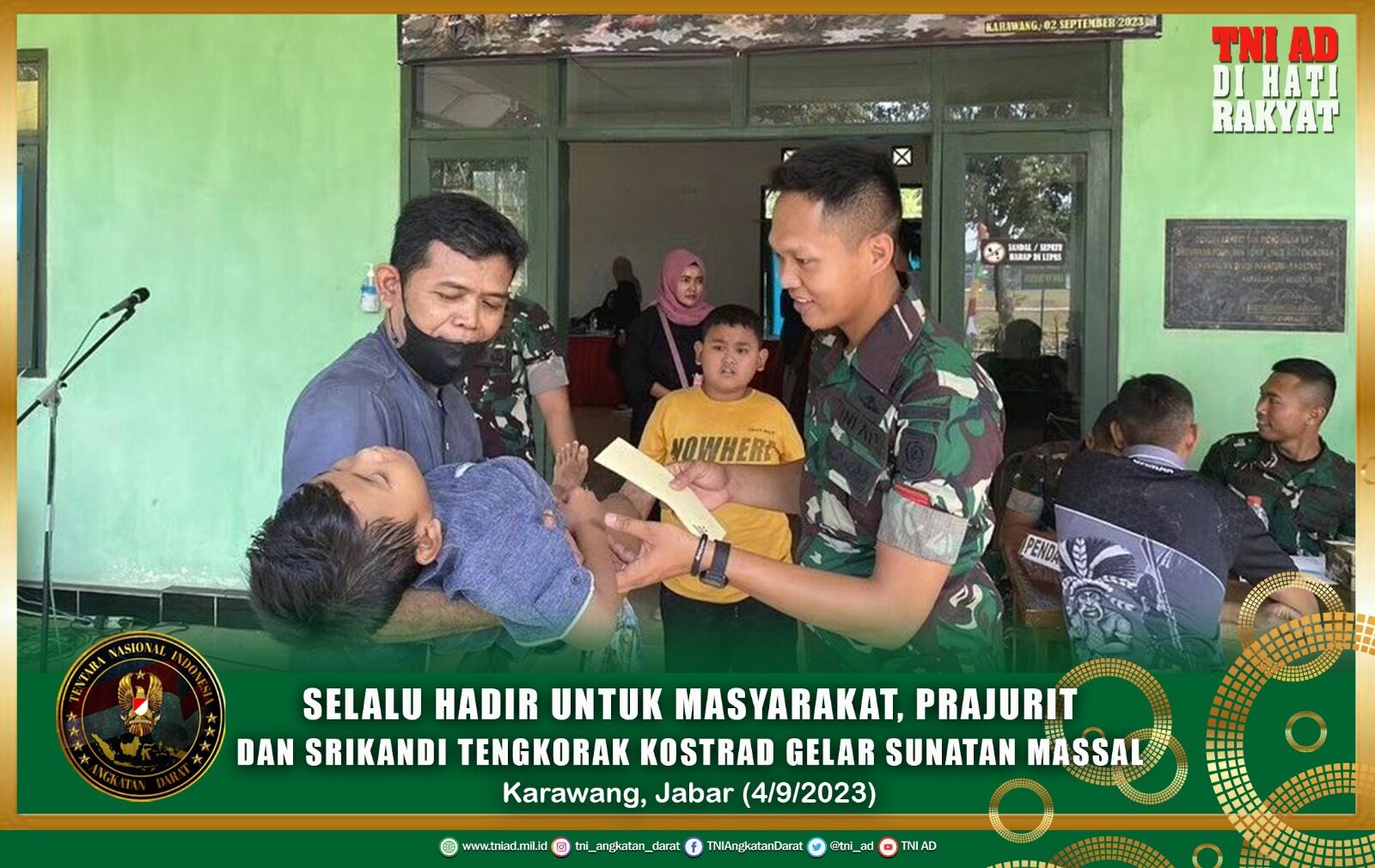 Selalu Hadir Untuk Masyarakat, Prajurit dan Srikandi Tengkorak Kostrad Gelar Sunatan Massal