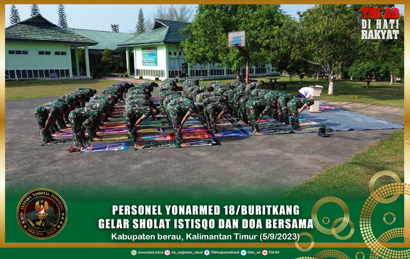 Personel Yonarmed 18/Buritkang Gelar Sholat Istisqo dan Doa Bersama