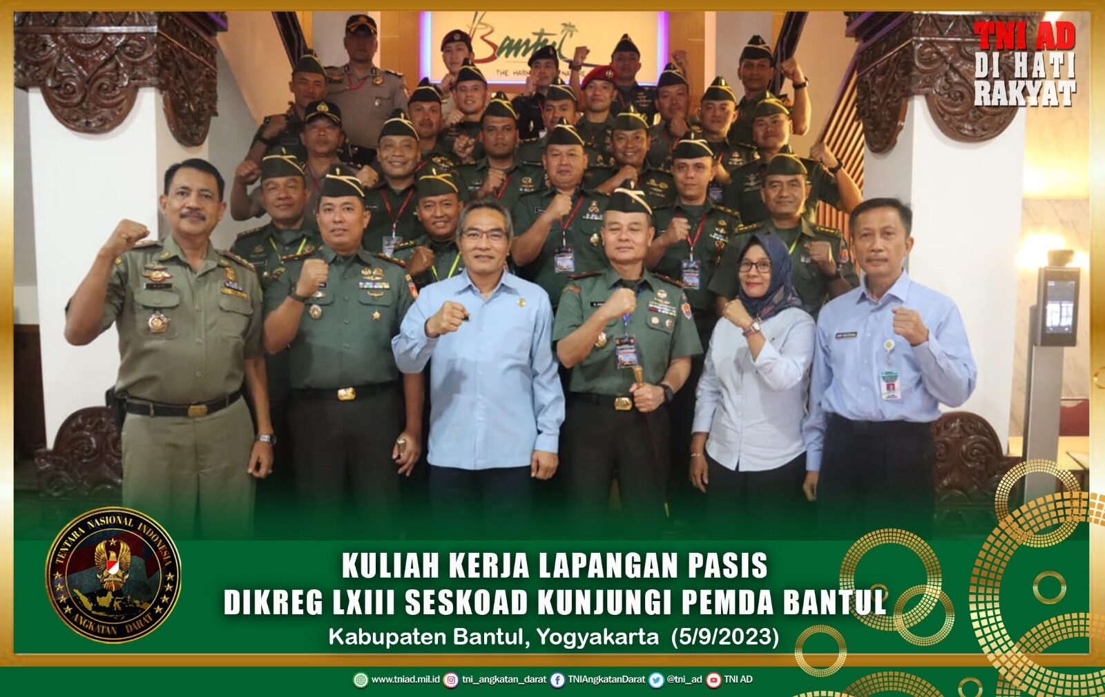 Kuliah Kerja Lapangan Pasis Dikreg LXIII Seskoad Kunjungi Pemda Bantul