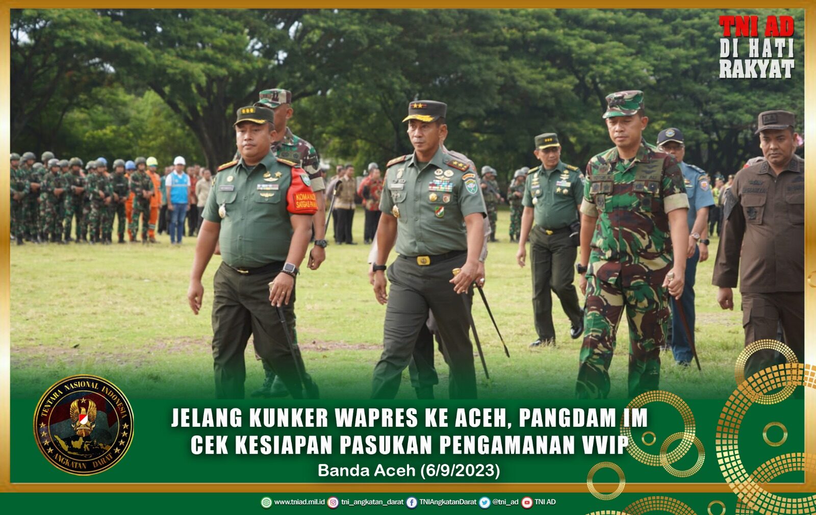 Jelang Kunker Wapres ke Aceh, Pangdam IM Cek Kesiapan Pasukan Pengamanan VVIP