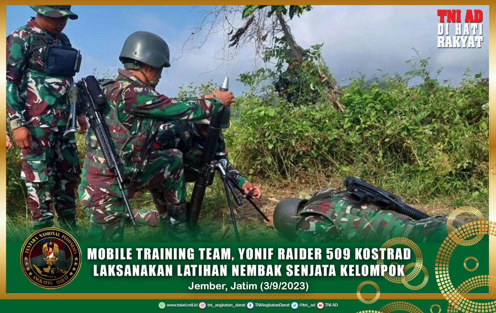 Mobile Training Team, Yonif Raider 509 Kostrad Laksanakan Latihan Nembak Senjata Kelompok