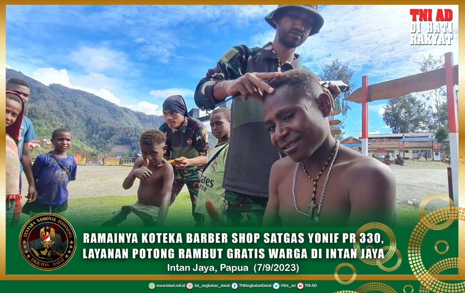 Ramainya Koteka Barber Shop Satgas Yonif PR 330, Layanan Potong Rambut Gratis Warga di Intan Jaya