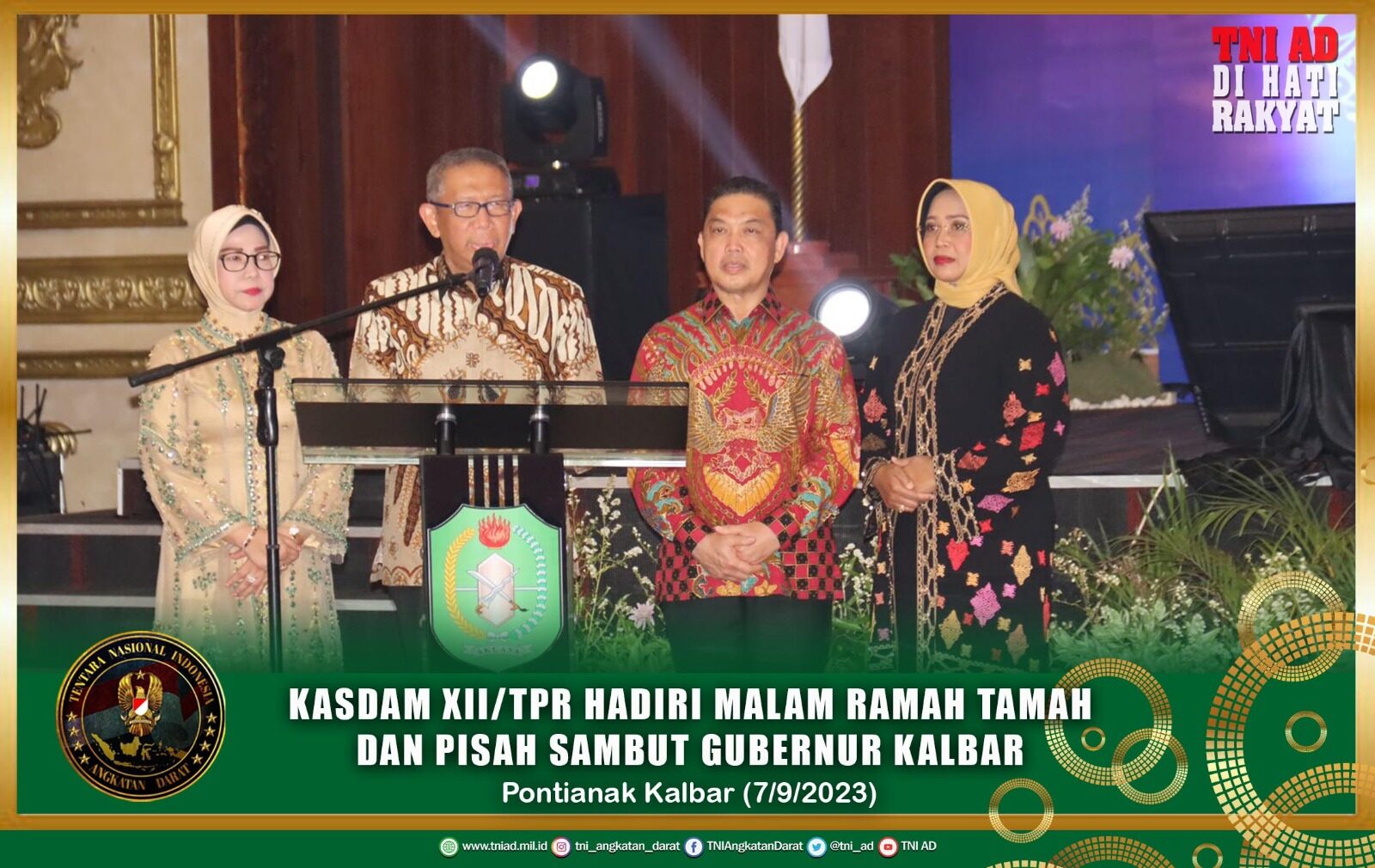 Kasdam XII/Tpr Hadiri Malam Ramah Tamah dan Pisah Sambut Gubernur Kalbar