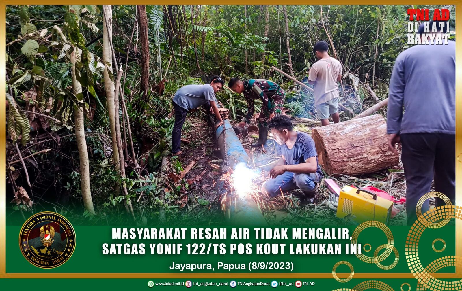 Masyarakat Resah Air Tidak Mengalir Satgas Yonif 122/TS Pos Kout Lakukan Ini