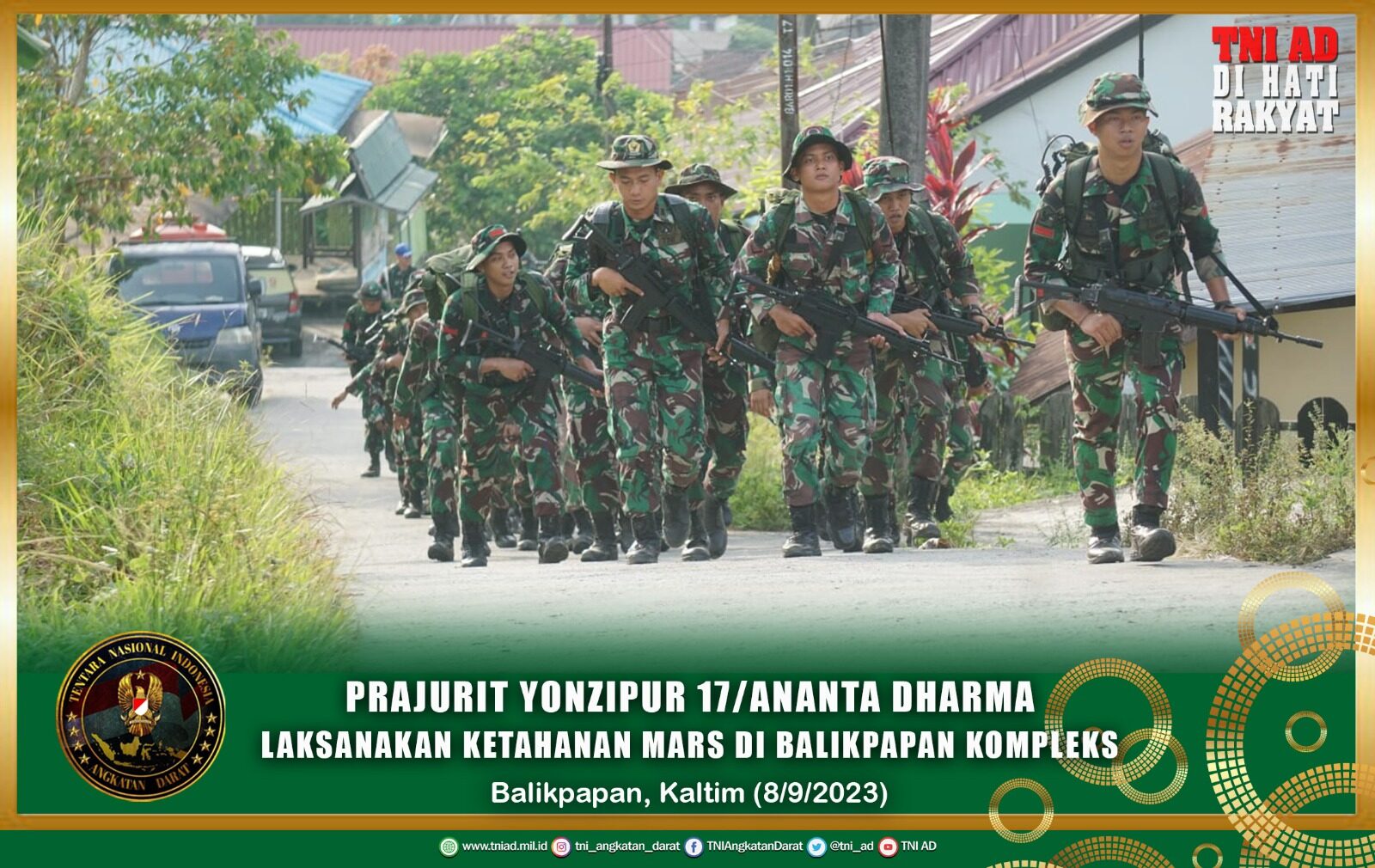 Prajurit Yonzipur 17/Ananta Dharma Laksanakan Ketahanan Mars di Balikpapan Kompleks