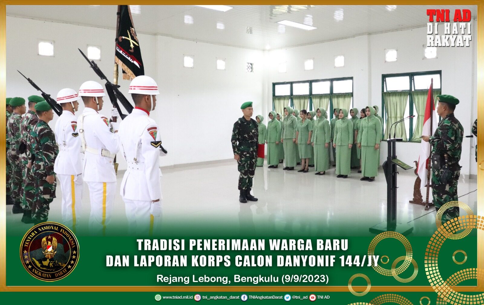 Tradisi Penerimaan Warga Baru dan Laporan Korps Calon Danyonif 144/JY