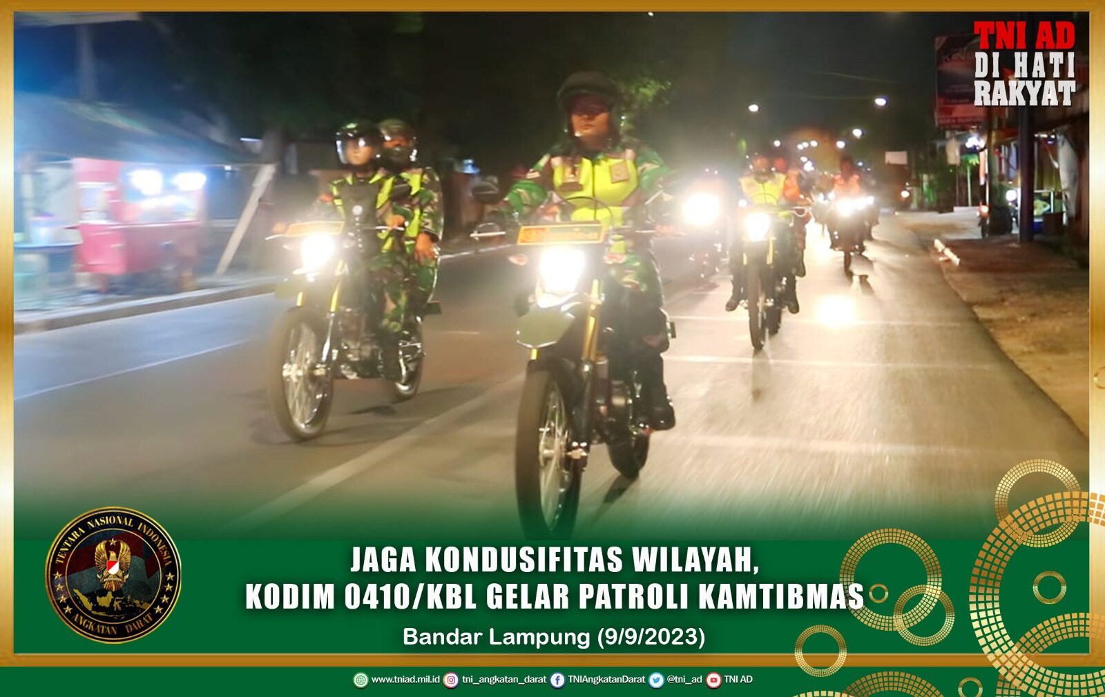 Jaga Kondusifitas Wilayah, Kodim 0410/KBL Gelar Patroli Kamtibmas