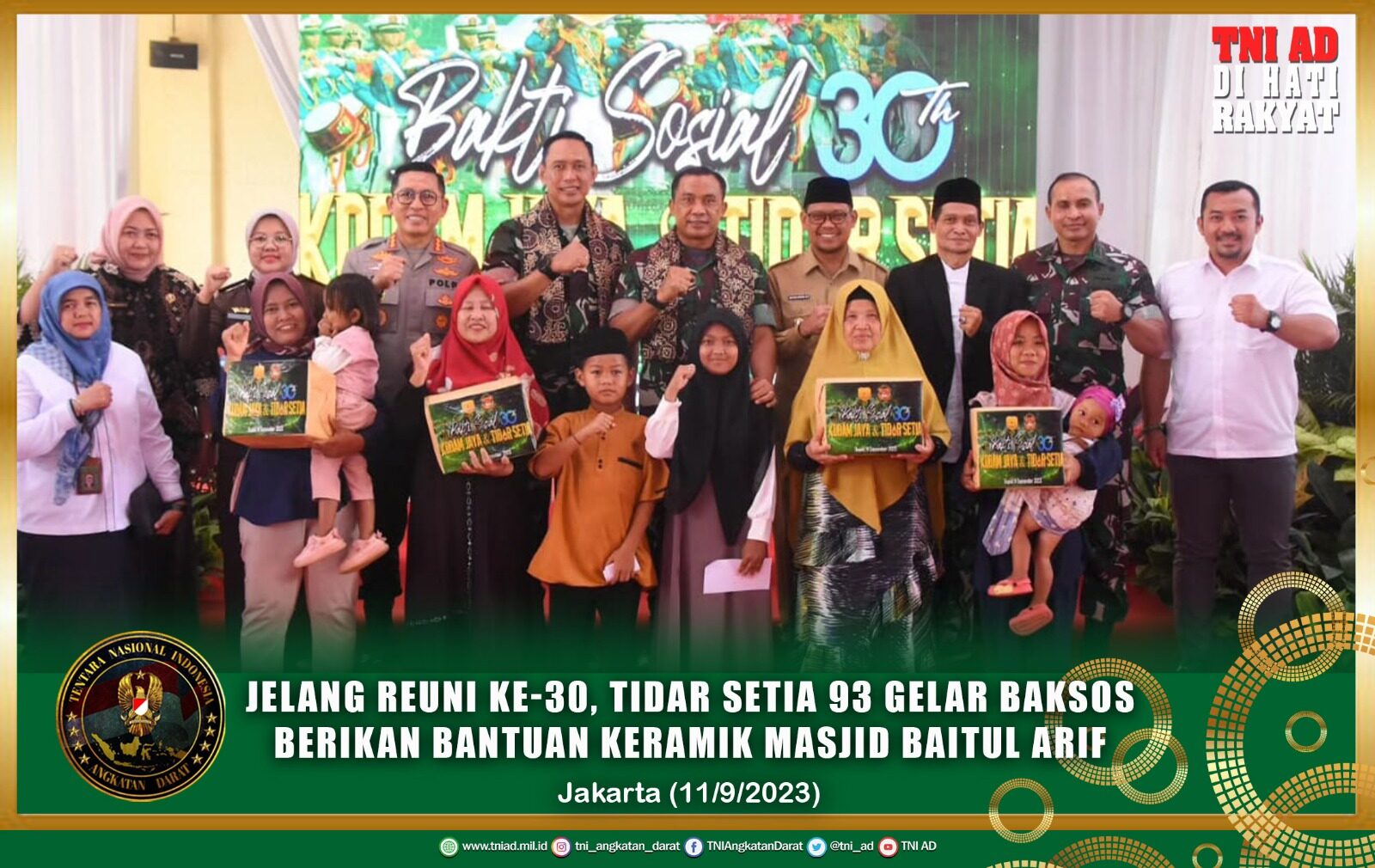 Jelang Reuni Ke-30, Tidar Setia 93 Gelar Baksos Berikan Bantuan Keramik Masjid Baitul Arif