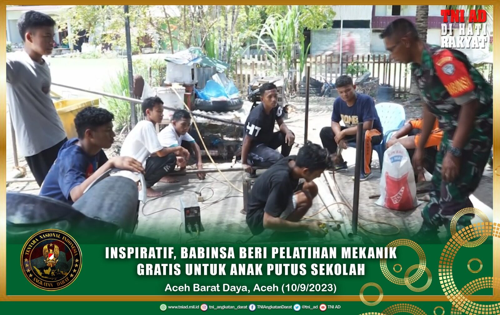 Inspiratif, Babinsa Beri Pelatihan Mekanik Gratis Untuk Anak Putus Sekolah