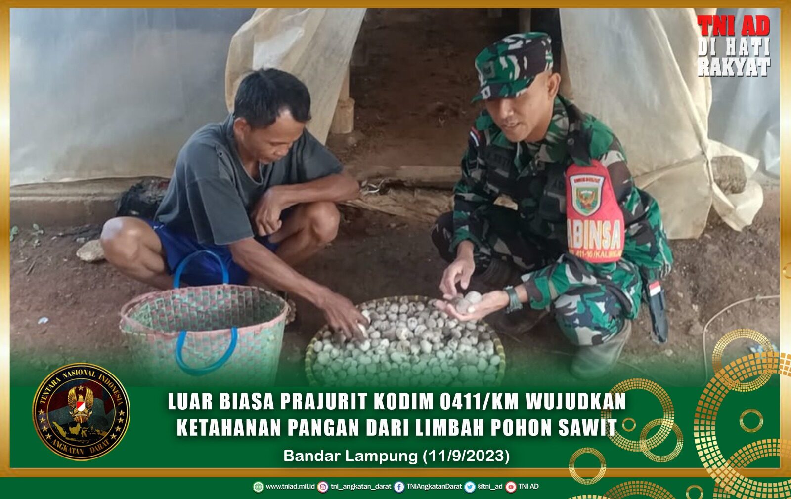 Luar Biasa Prajurit Kodim 0411/KM Wujudkan Ketahanan Pangan Dari Limbah Pohon Sawit