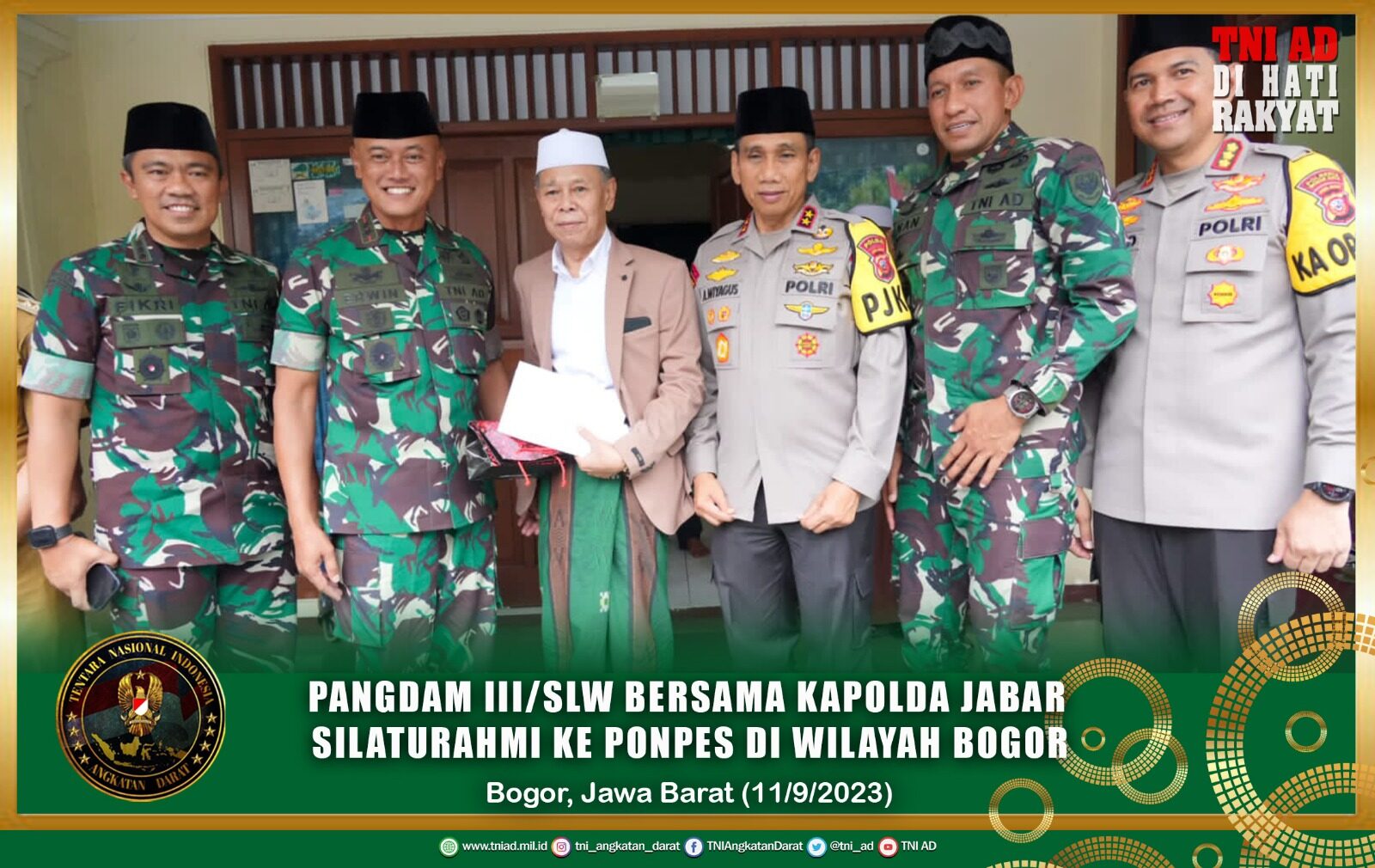 Pangdam III/Slw Mayjend TNI Erwin Djatniko Bersama Kapolda Jabar Irjen Pol Akhmad Wiyagus Silaturahmi Ke Pontren Di Wilayah Bogor