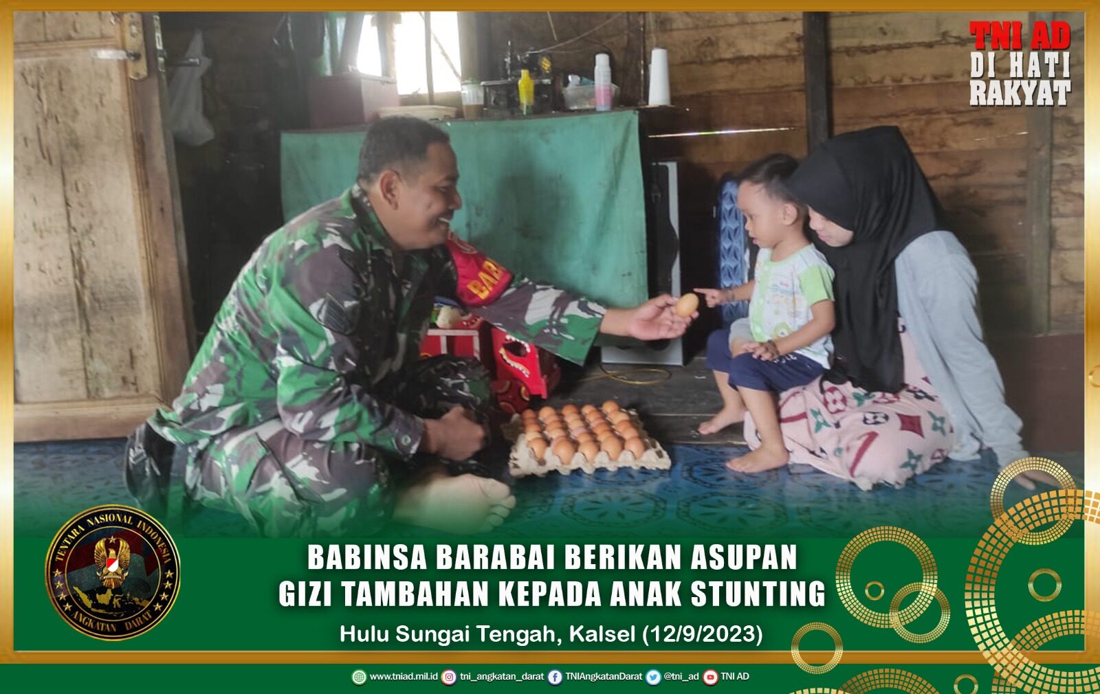 Babinsa Barabai Berikan Asupan Gizi Tambahan Kepada Anak Stunting