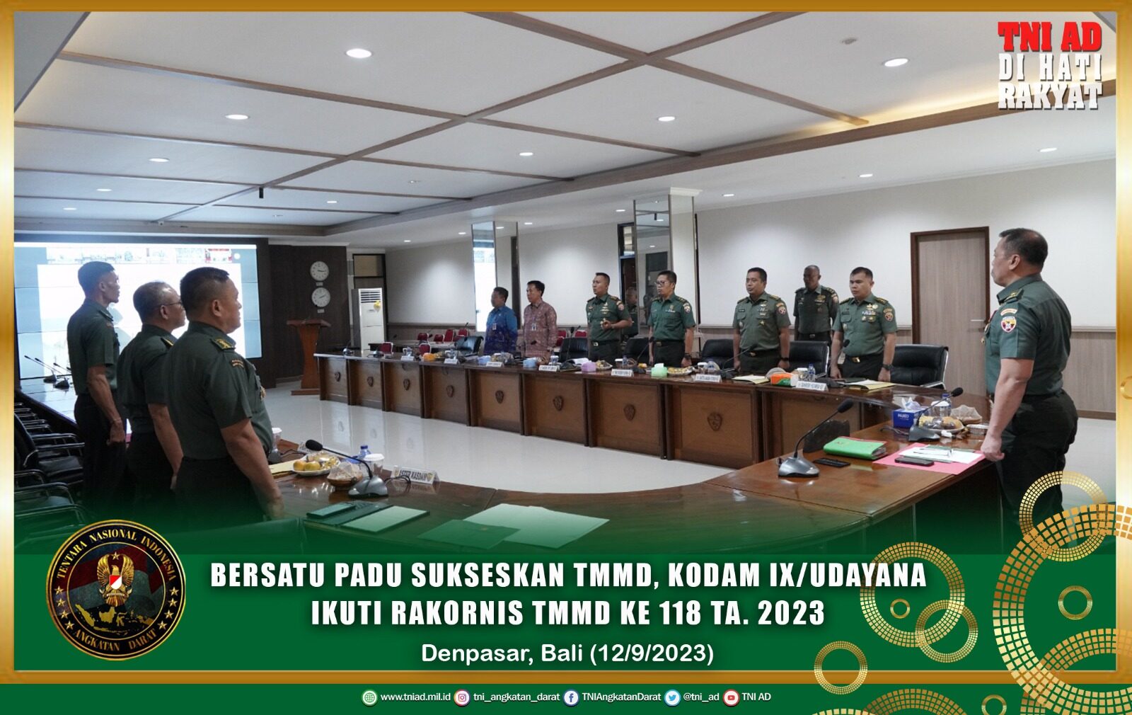 Bersatu Padu Sukseskan TMMD, Kodam IX/Udayana Ikuti Rakornis TMMD ke 118 TA. 2023
