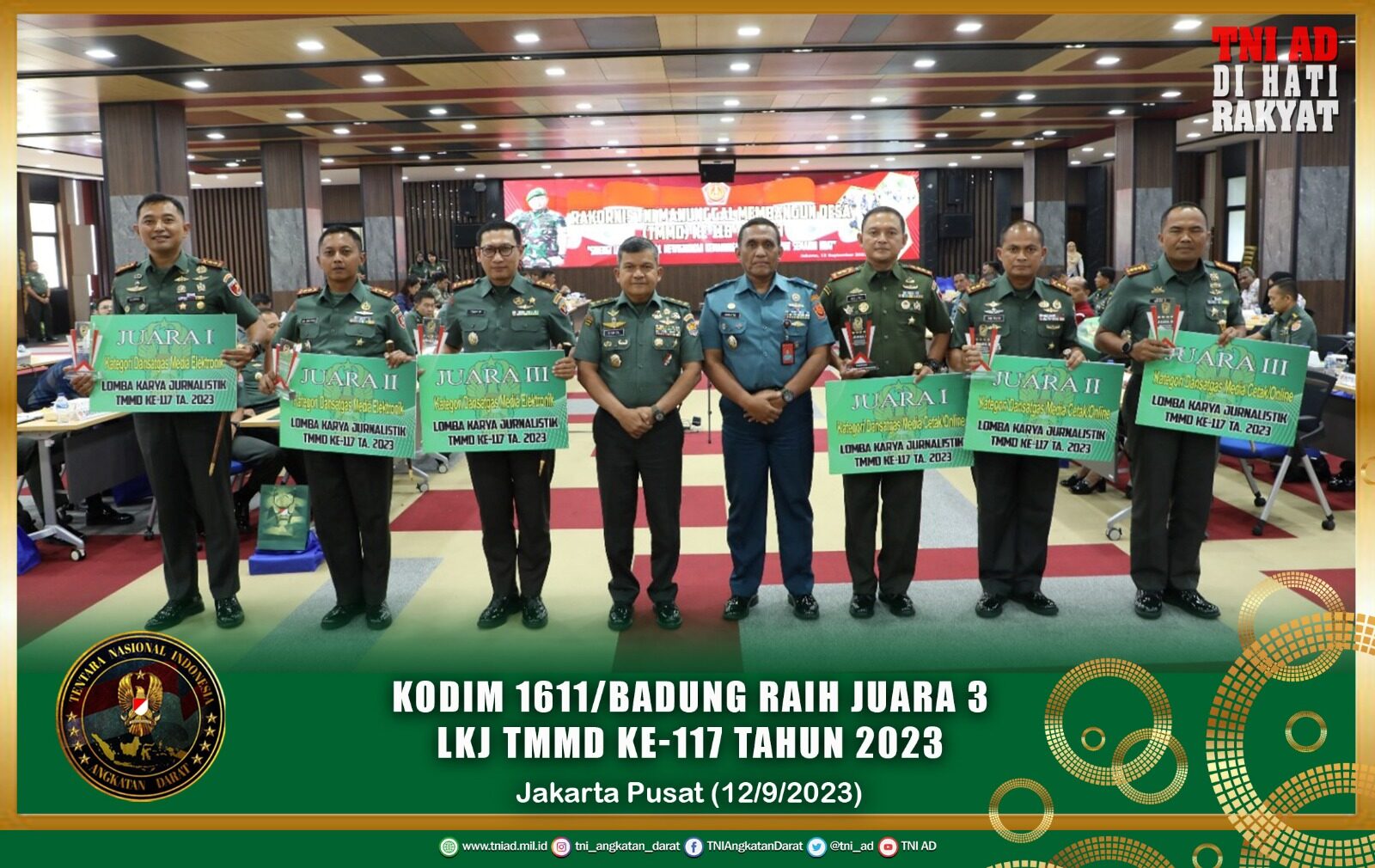 Kodim 1611/Badung Raih Juara 3 LKJ TMMD Ke-117 Tahun 2023