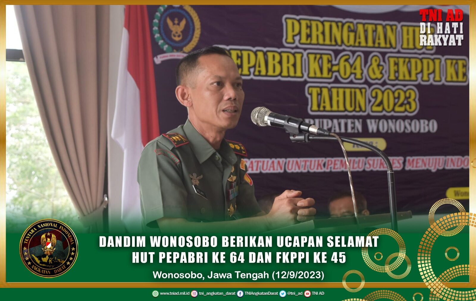 Dandim Wonosobo Berikan Ucapan Selamat HUT PEPABRI ke 64 dan FKPPI ke 45