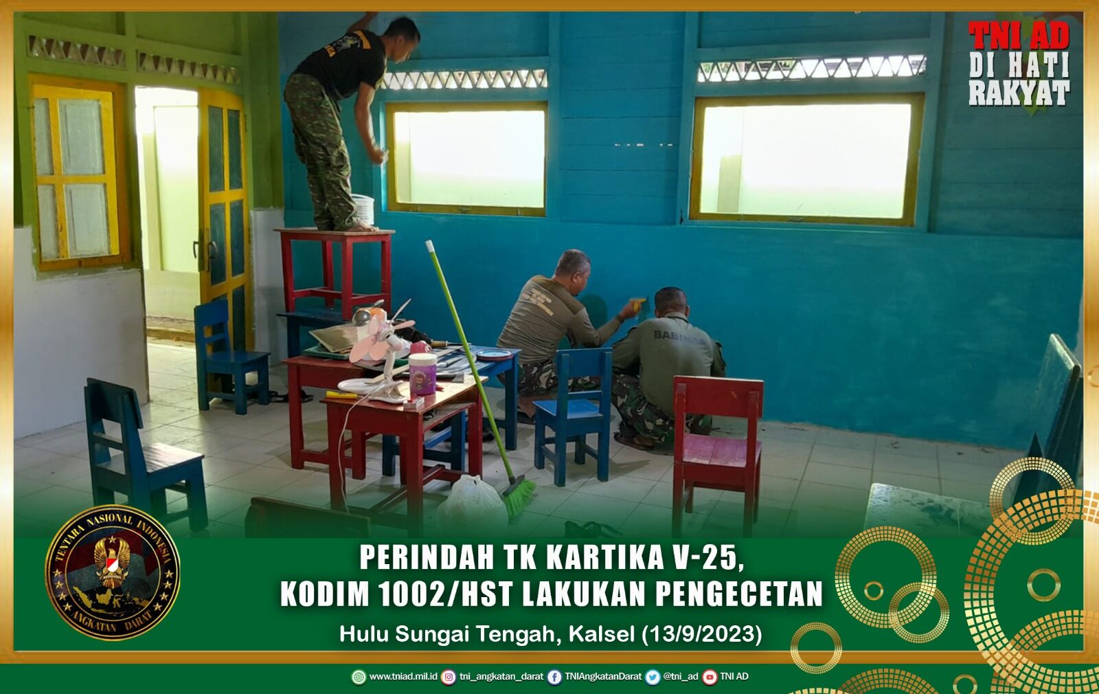 Perindah TK Kartika V-25, Kodim 1002/HST Lakukan Pengecetan