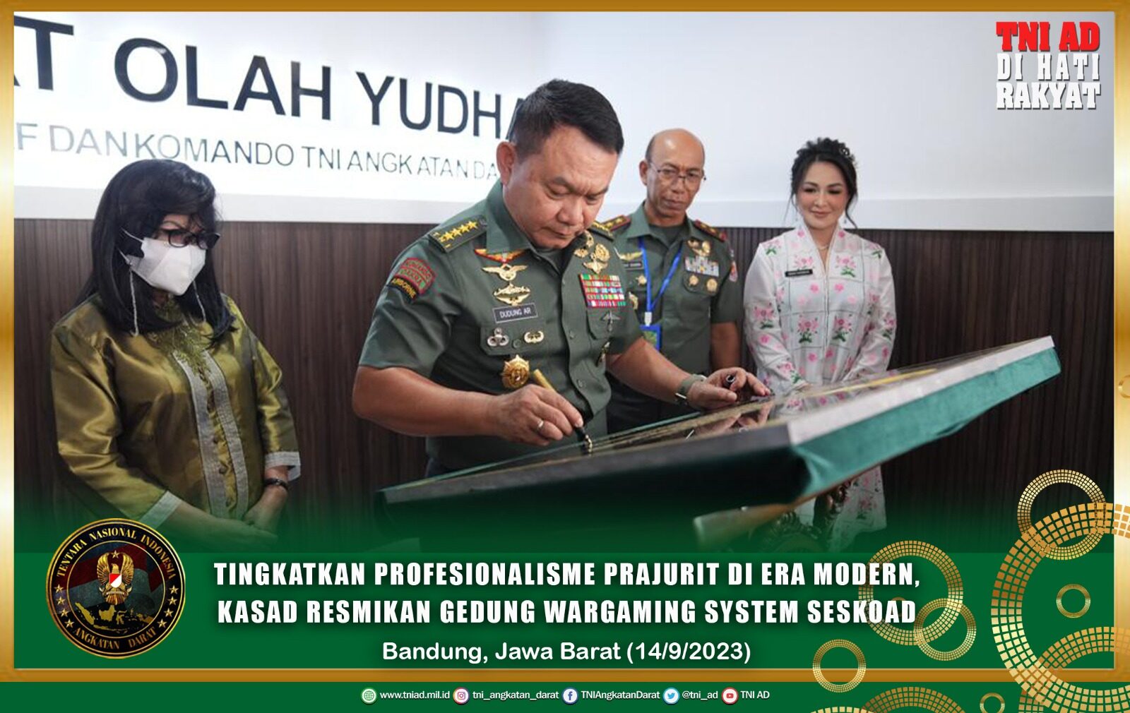 Tingkatkan Profesionalisme Prajurit di Era Modern, Kasad Resmikan Gedung Wargaming System Seskoad