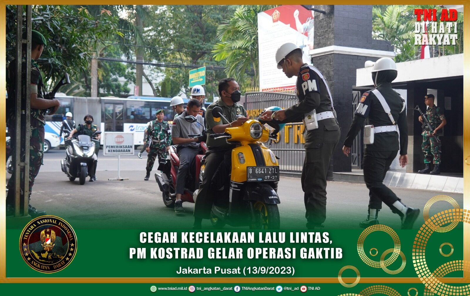 Cegah Kecelakaan Lalu Lintas, PM Kostrad Gelar Operasi Gaktib