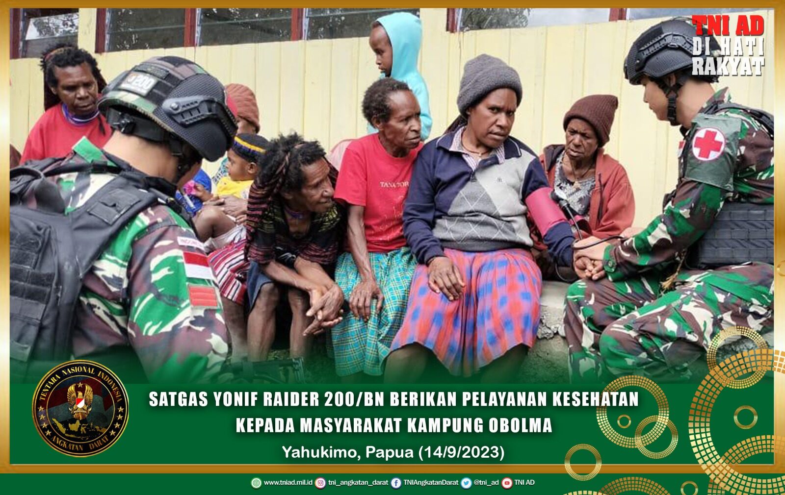 Satgas Yonif Raider 200/BN Berikan Pelayanan Kesehatan Kepada Masyarakat Kampung Obolma