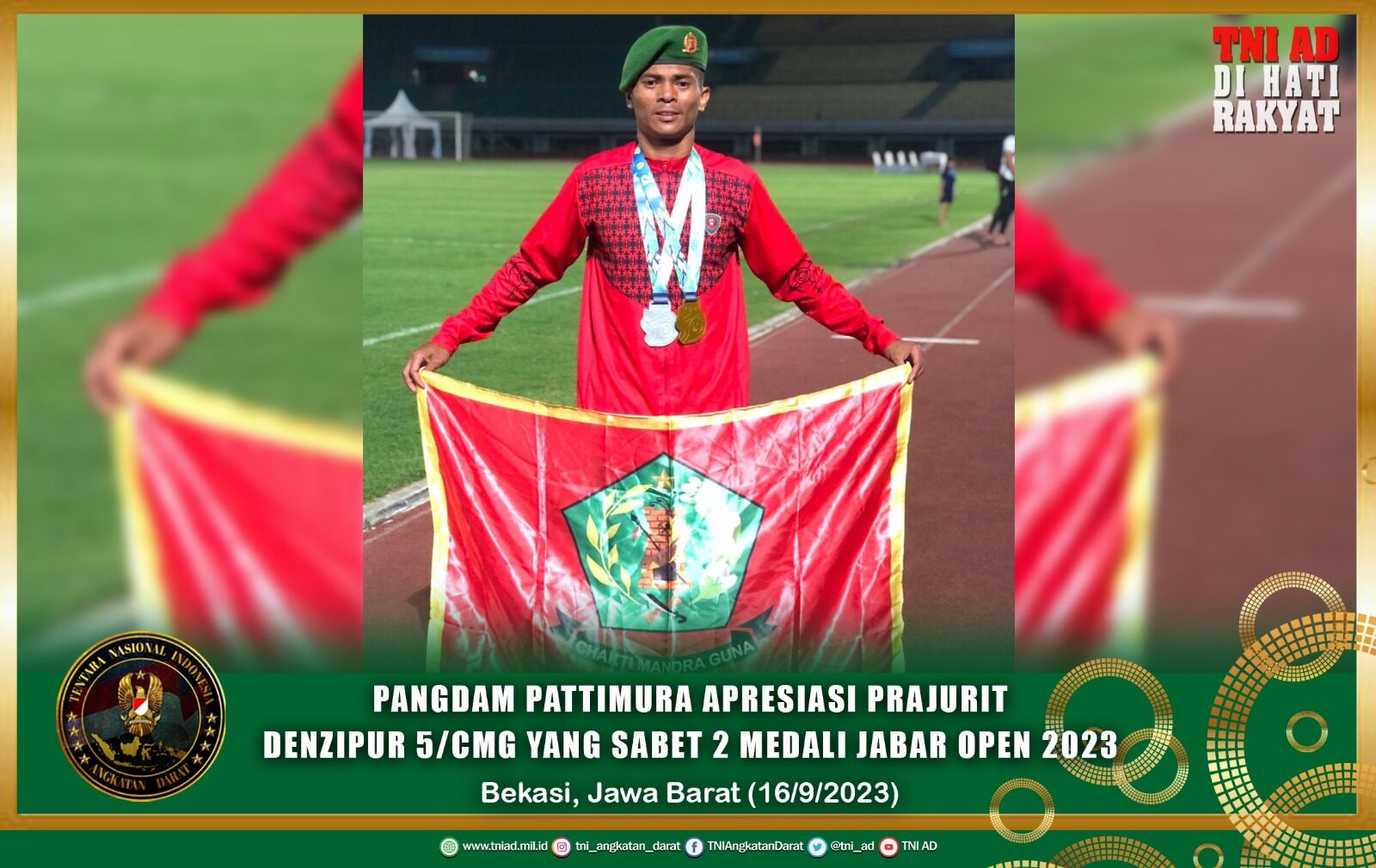 Pangdam Pattimura Apresiasi Prajurit Denzipur 5/CMG yang Sabet 2 Medali Jabar Open 2023