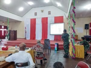 Wadansatgas Yonif 125/SMB Paparkan Kondisi Suru-Suru dan Kontigensi Bencana di Wilayah Kabupaten Asmat