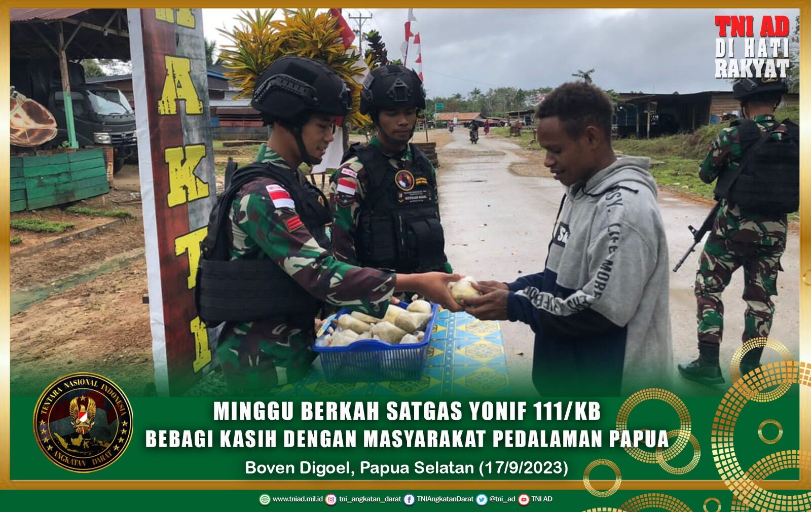 Minggu Berkah Satgas Yonif 111/KB Bebagi Kasih Dengan Masyarakat Pedalaman Papua