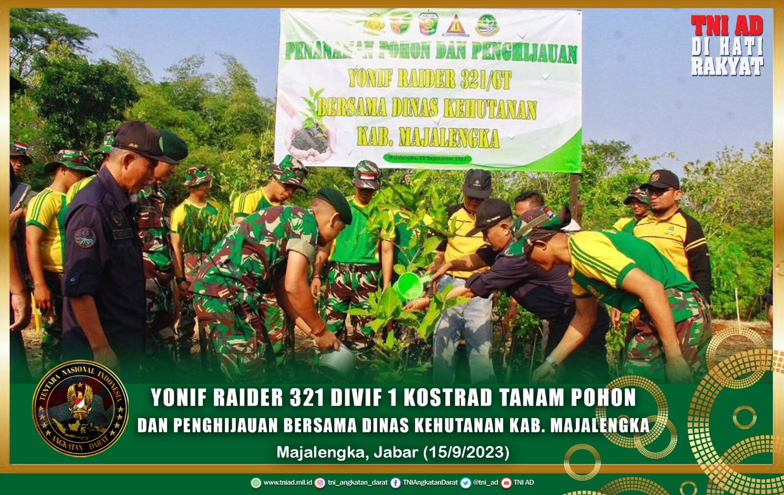 Yonif Raider 321 Divif 1 Kostrad Tanam Pohon dan Penghijauan Bersama Dinas Kehutanan Kab. Majalengka