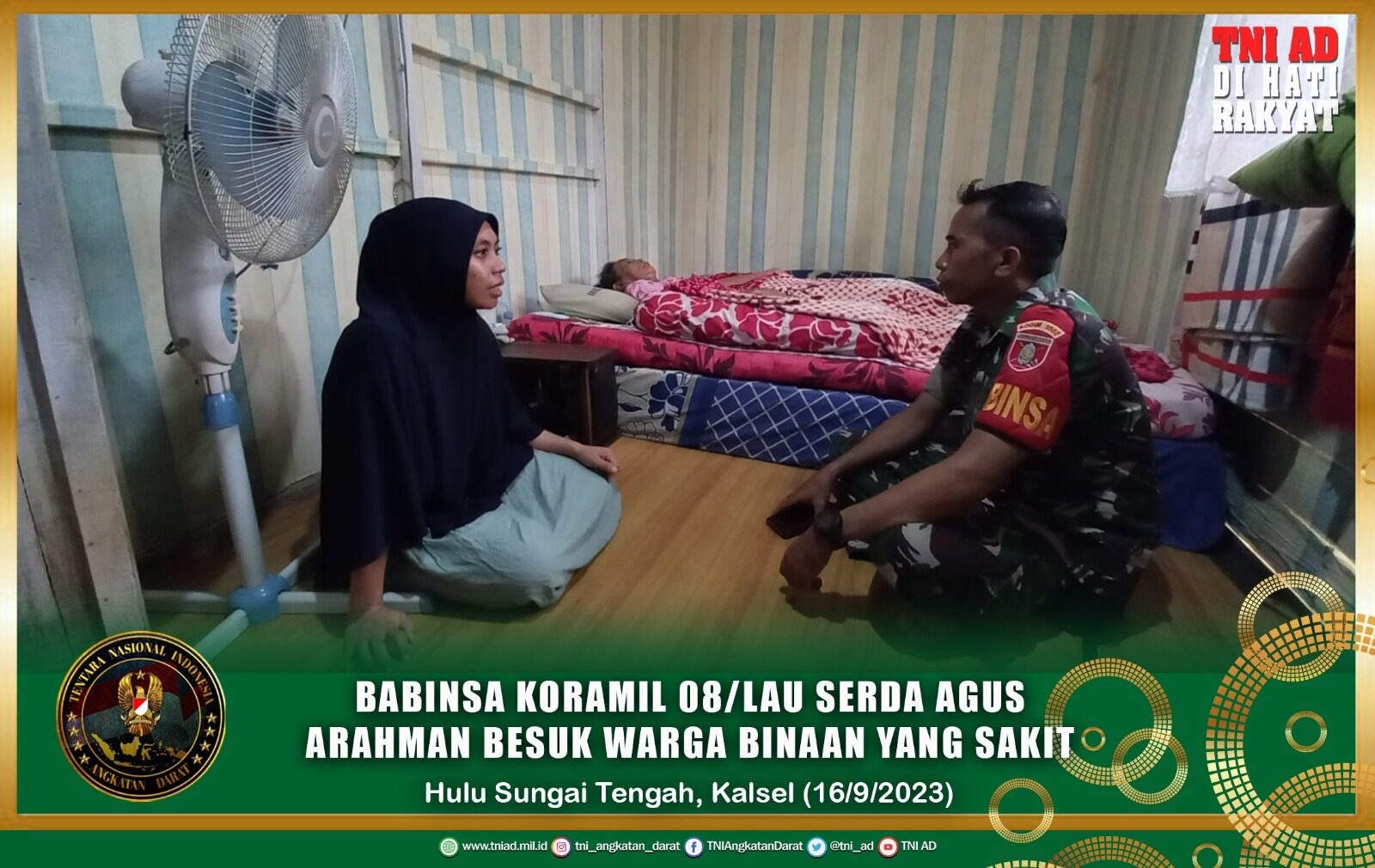 Babinsa Koramil 08/Lau Serda Agus Arahman Besuk Warga Binaan Yang Sakit