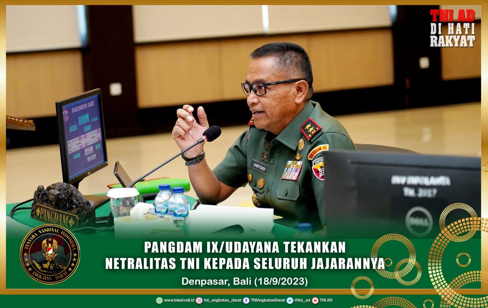 Pangdam IX/Udayana Tekankan Netralitas TNI Kepada Seluruh Jajarannya