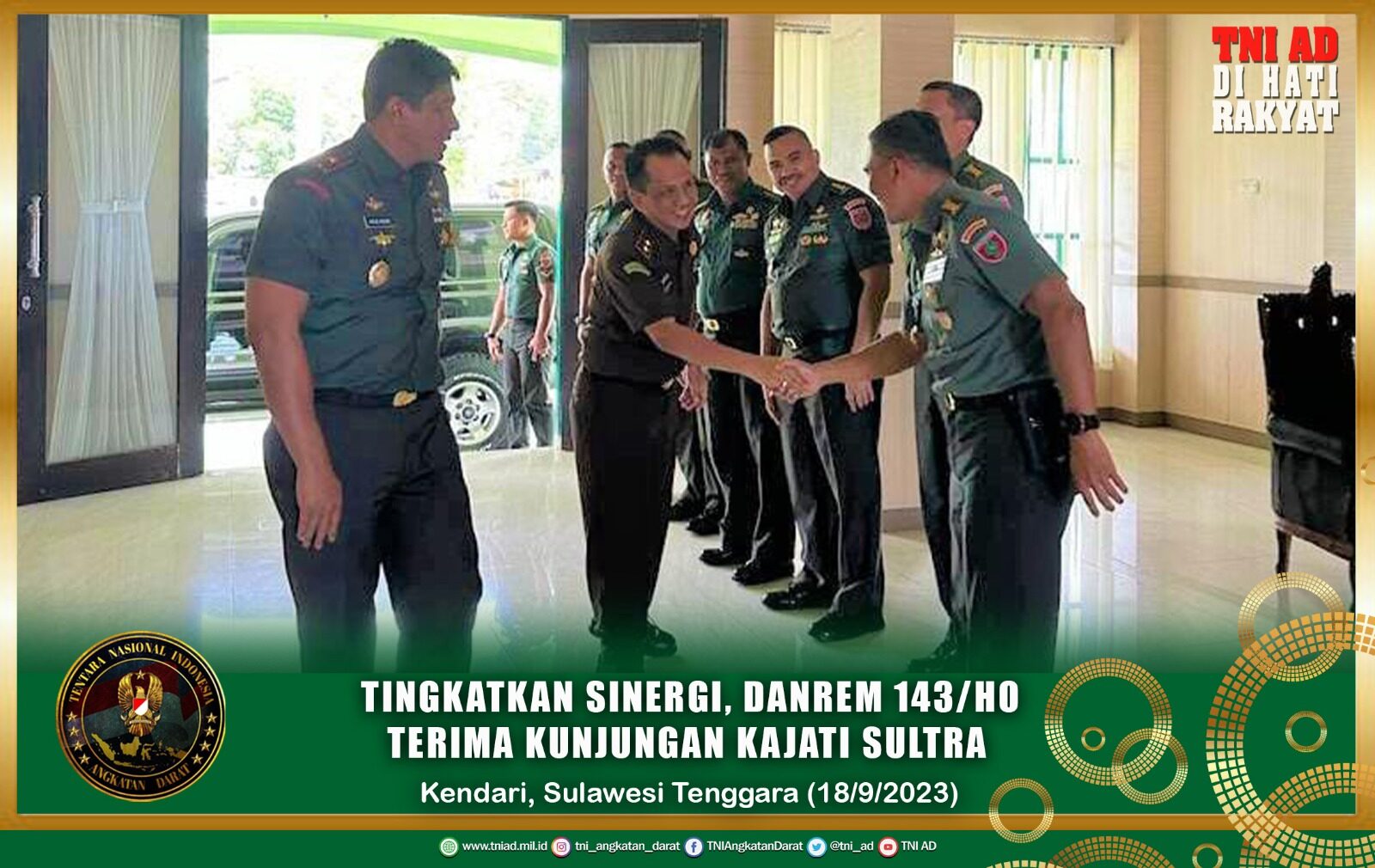 Tingkatkan Sinergitas, Danrem 143/HO Terima Kunjungan Kerja Kajati Sultra di Makorem 143/HO