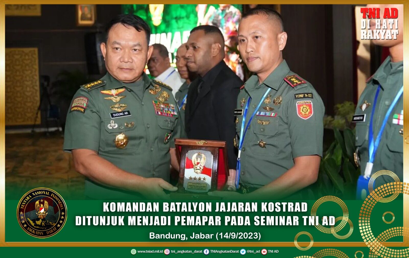 Komandan Batalyon Jajaran Kostrad Ditunjuk Menjadi Pemapar Pada Seminar TNI AD