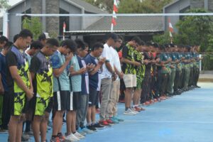 Semarakkan HUT TNI ke-78, Kodim 1628/Sumbawa Barat Gelar Pertandingan Eksibisi Bola Volly