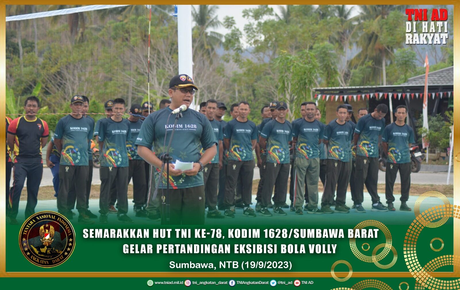 Semarakkan HUT TNI ke-78, Kodim 1628/Sumbawa Barat Gelar Pertandingan Eksibisi Bola Volly