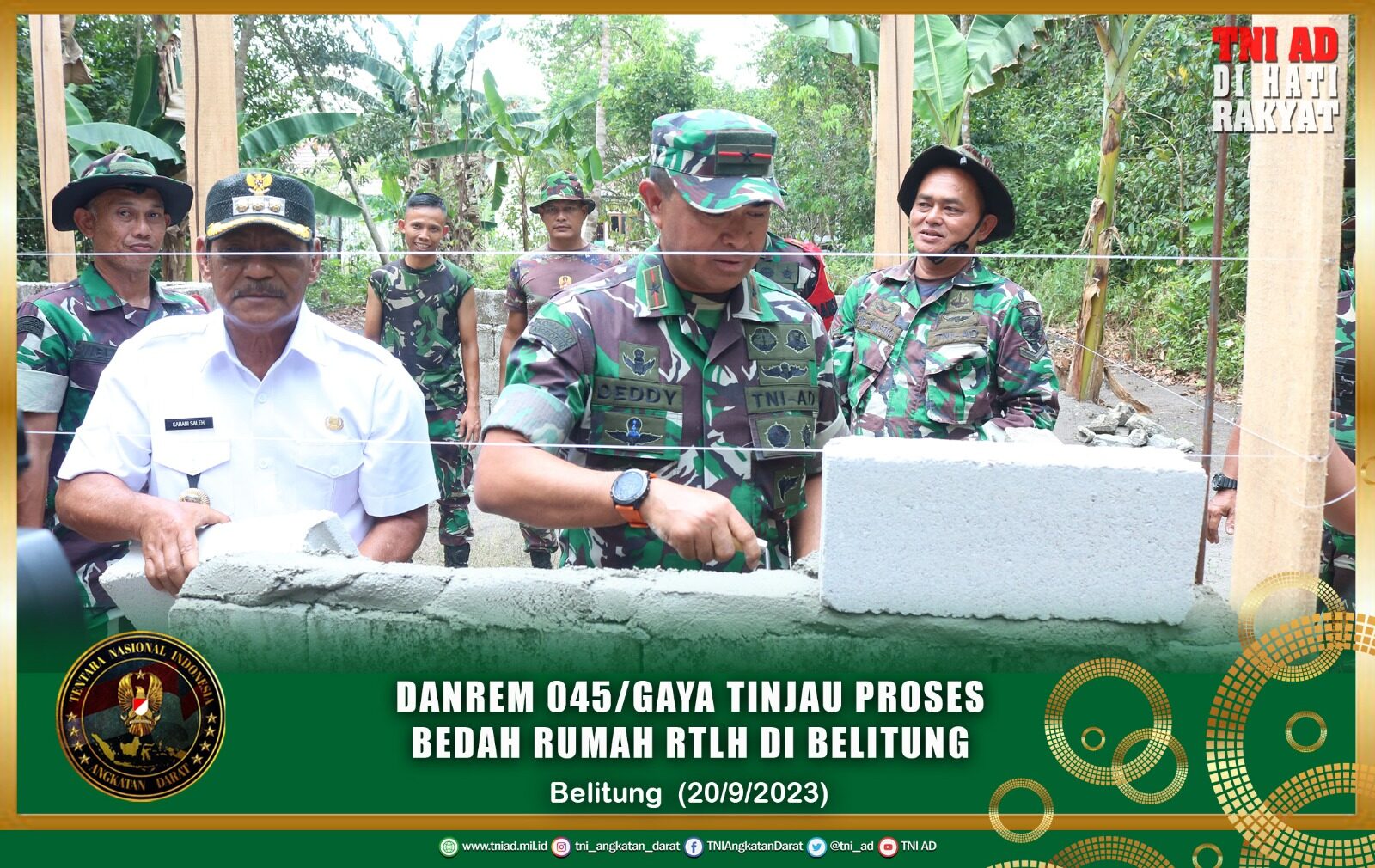 Danrem 045/Gaya Tinjau Proses Bedah Rumah RTLH di Belitung