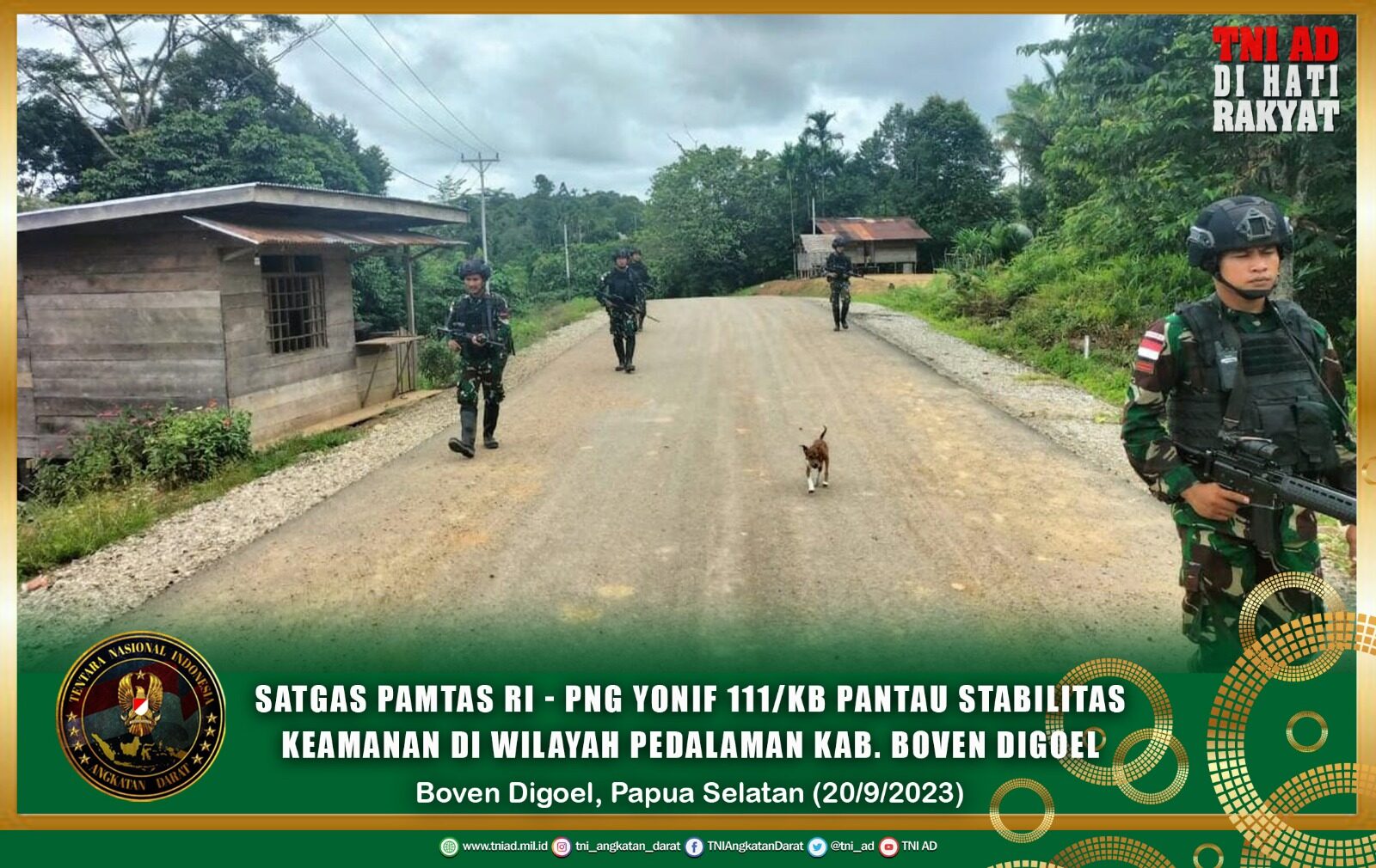 Satgas Pamtas RI - PNG Yonif 111/KB Pantau Stabilitas Keamanan di Wilayah Pedalaman Kab. Boven Digoel