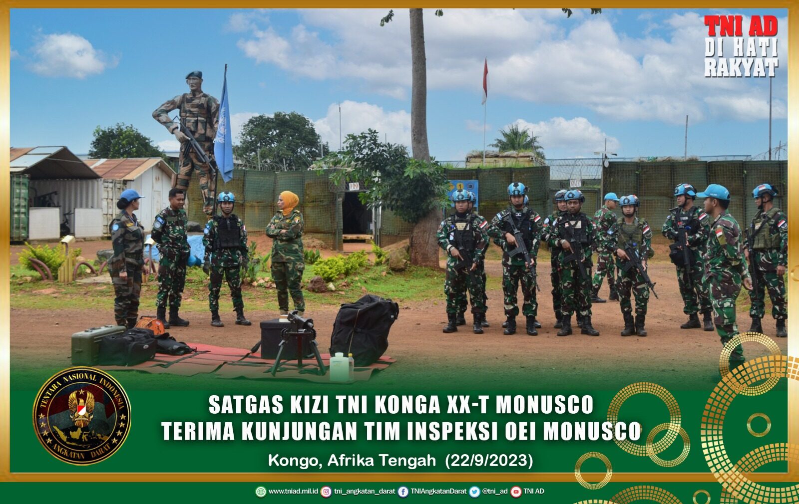 Satgas Kizi TNI Konga XX-T Monusco Terima Kunjungan Tim Inspeksi OEI Monusco