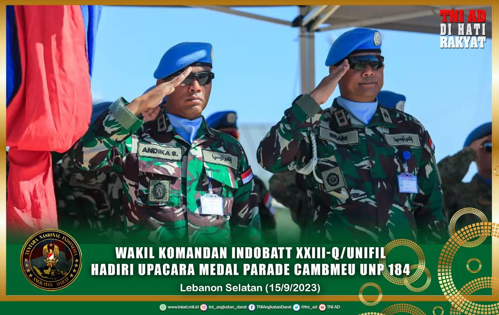 Wakil Komandan Indobatt XXIII-Q/UNIFIL Hadiri Upacara Medal Parade Cambmeu UNP 184