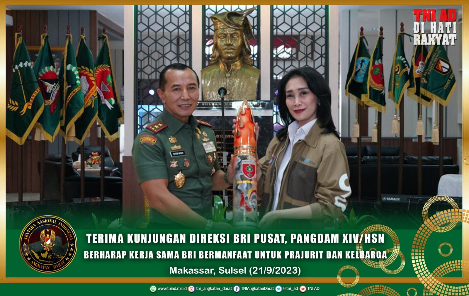 Terima Kunjungan Direksi BRI Pusat, Pangdam XIV/Hsn Berharap Kerja Sama BRI Bermanfaat Untuk Prajurit dan Keluarga