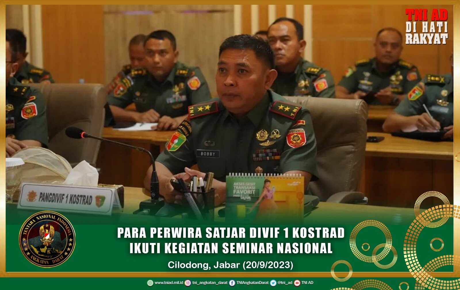 Para Perwira Satjar Divif 1 Kostrad Ikuti Kegiatan Seminar Nasional