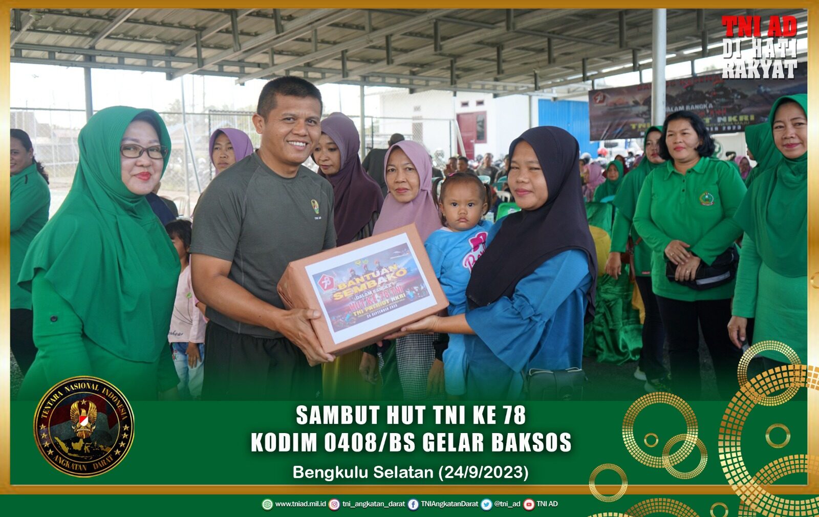 Sambut HUT TNI Ke 78 Kodim 0408/BS Gelar Baksos