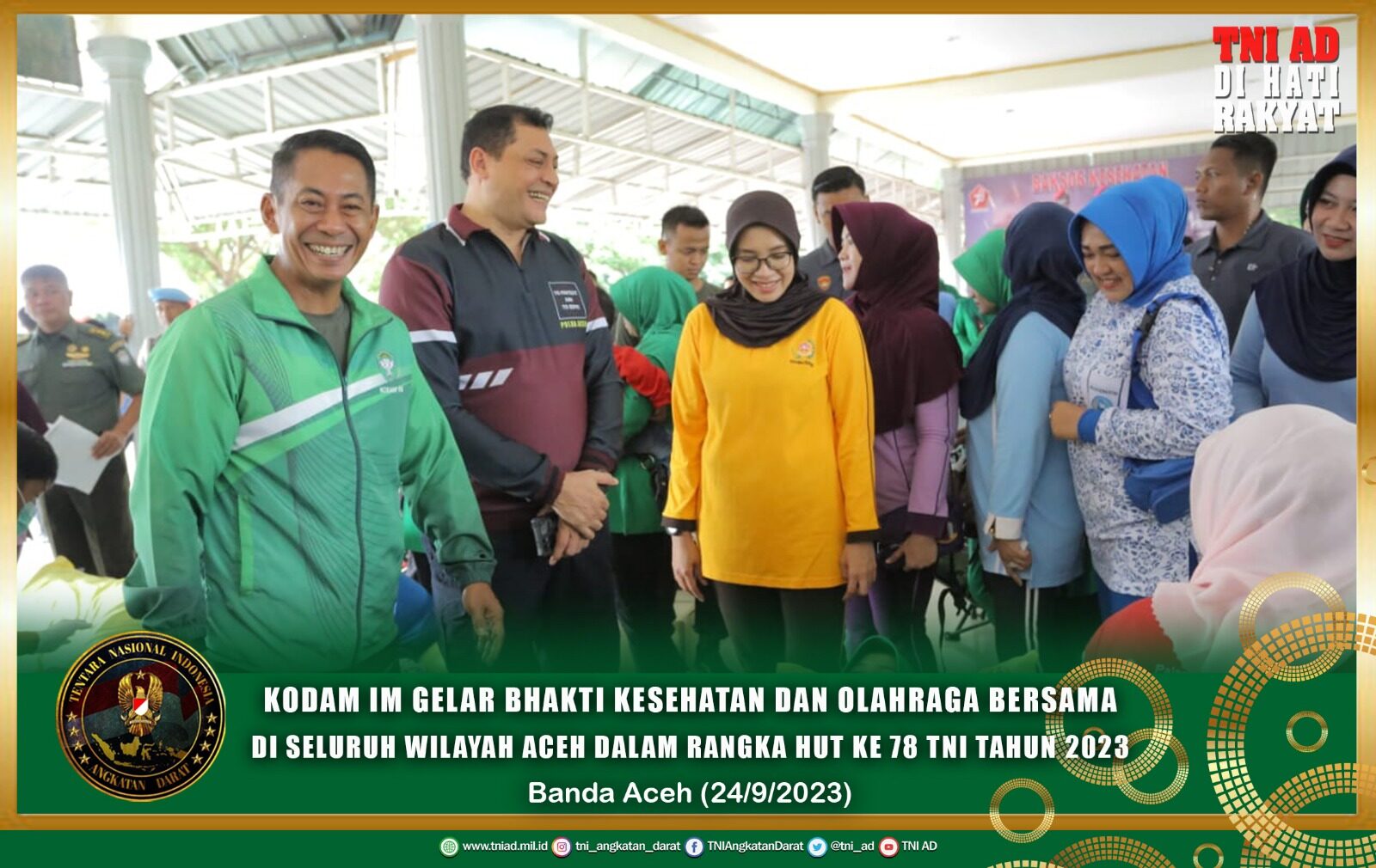 Kodam IM Gelar Bhakti Kesehatan dan Olahraga Bersama di Seluruh Wilayah Aceh Dalam Rangka HUT Ke 78 TNI Tahun 2023