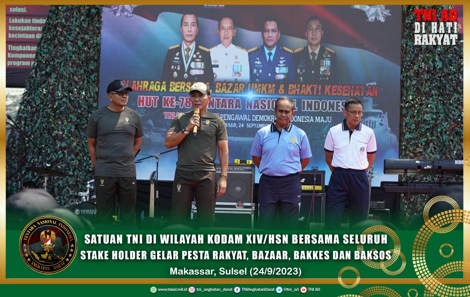 Semarak HUT TNI ke-78 , Satuan TNI Di Wilayah Kodam XIV/Hsn Bersama Seluruh Stake Holder Gelar Pesta Rakyat, Bazaar, Bakkes dan Baksos