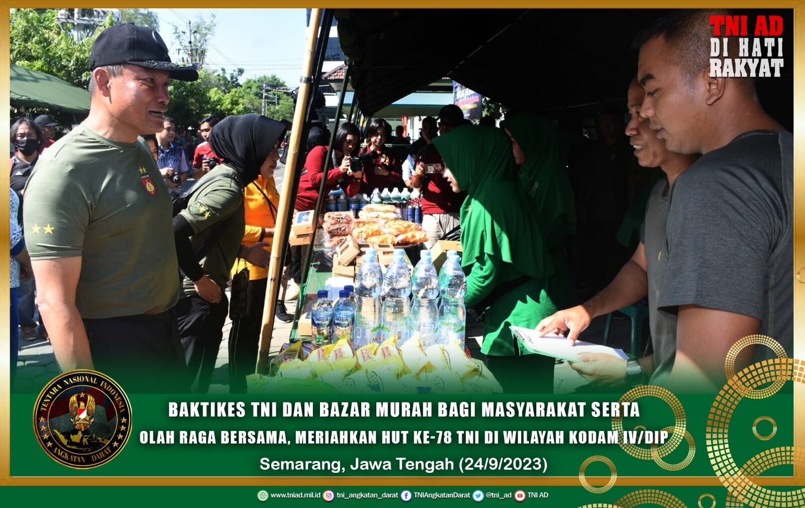 Baktikes TNI dan Bazar Murah bagi masyarakat serta Olah Raga Bersama, Meriahkan HUT ke-78 TNI Di Wilayah Kodam IV/Diponegoro