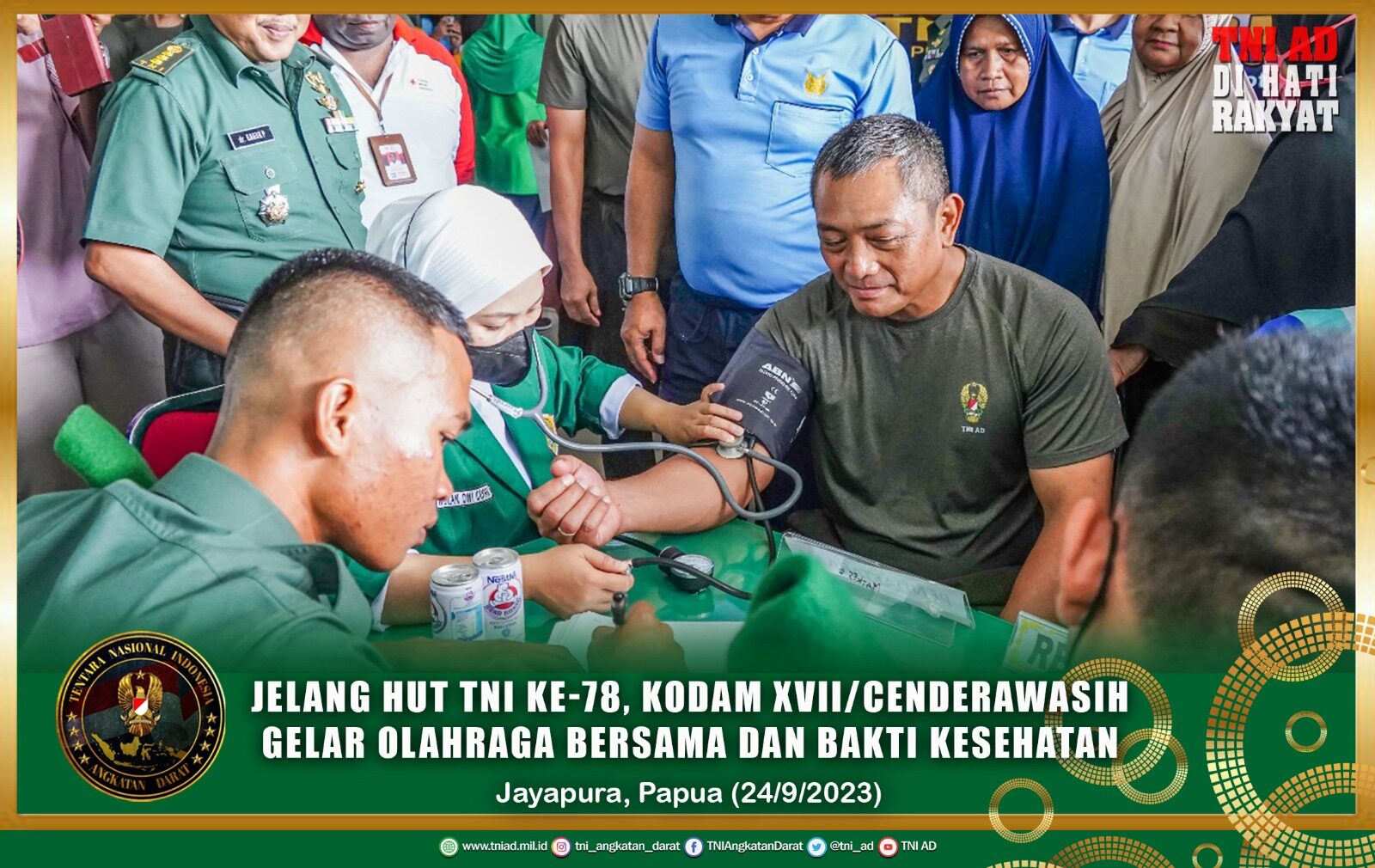 Jelang HUT TNI ke-78, Kodam XVII/Cenderawasih Gelar Olahraga Bersama dan Bakti Kesehatan