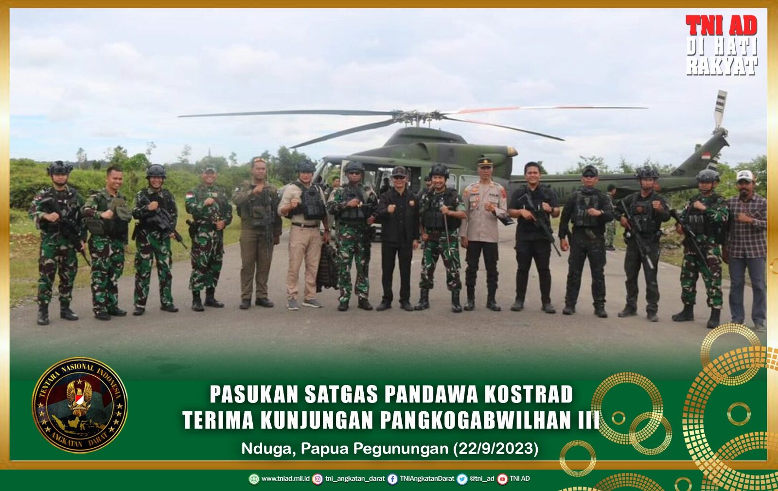 Pasukan Satgas Pandawa Kostrad Terima Kunjungan Pangkogabwilhan III