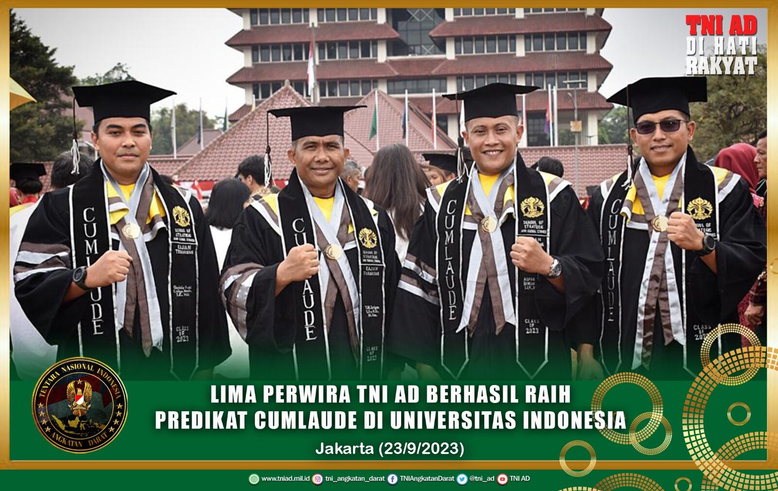 Lima Perwira TNI AD Berhasil Raih Predikat Cumlaude Di Universitas Indonesia